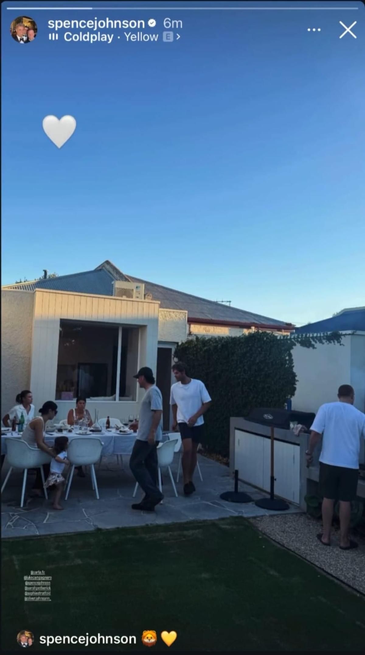 A screen grab of Johnson’s Instagram story from a few days ago with his comment showing on the bottom left of the screen.