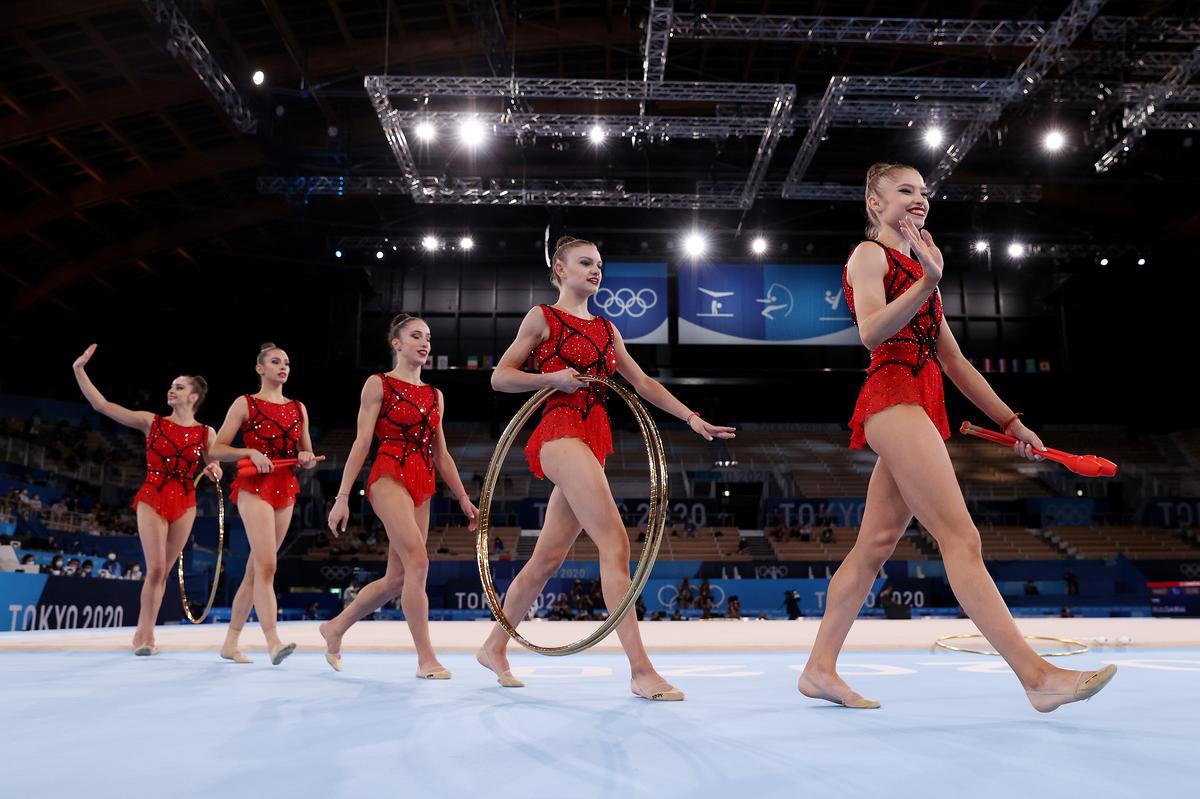 Bulgaria at the group all-around final in Tokyo.