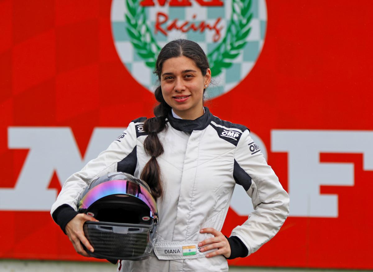 Pune’s Diana Pundole qualified for pole position in the MRF Saloon cars category.
