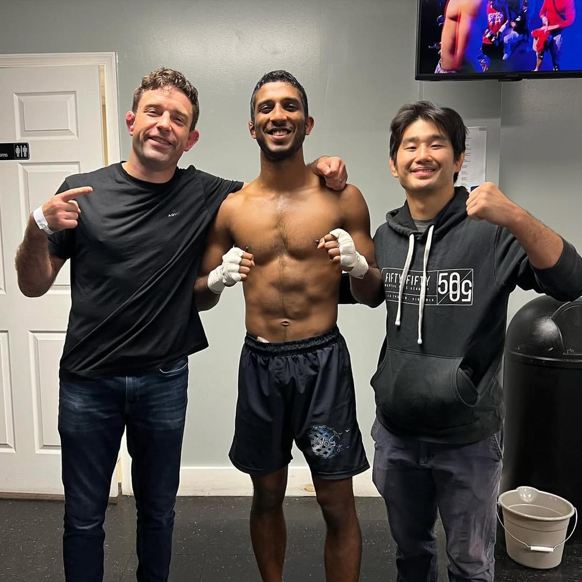 Kaushik Saikumar with Ryan Hall (L). 