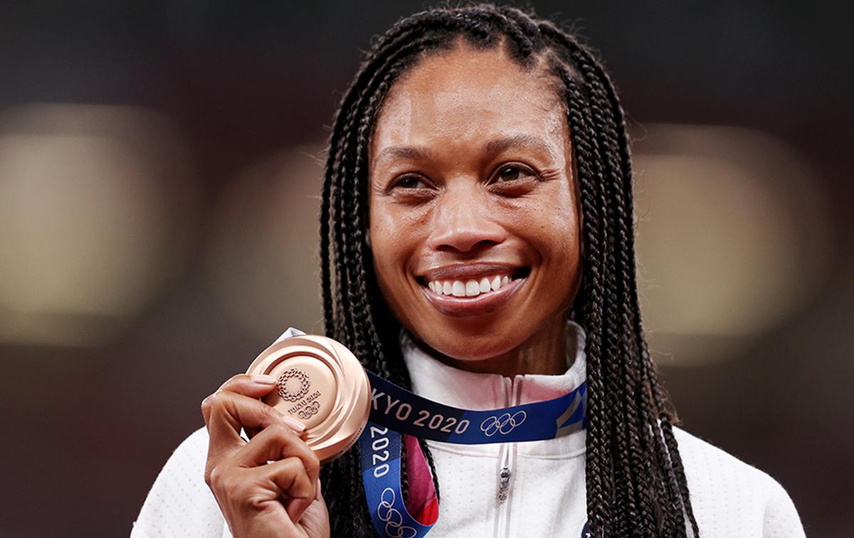 In Tokyo, Felix won the bronze medal in the 400m event, and topped it off with a gold medal in the women’s 4x400m relay.