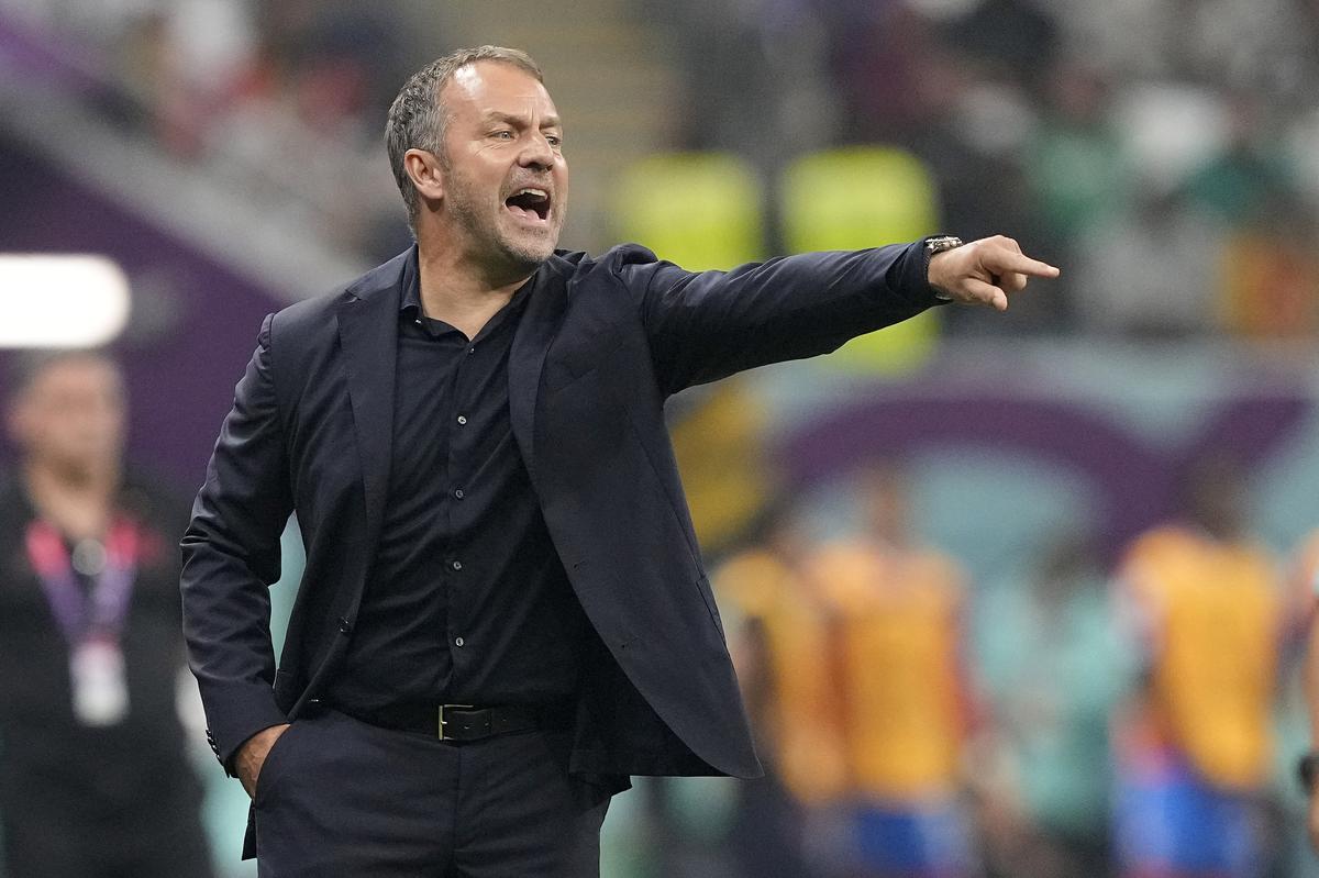 Germany’s head coach Hansi Flick reacts during the World Cup group E match between Costa Rica and Germany. 