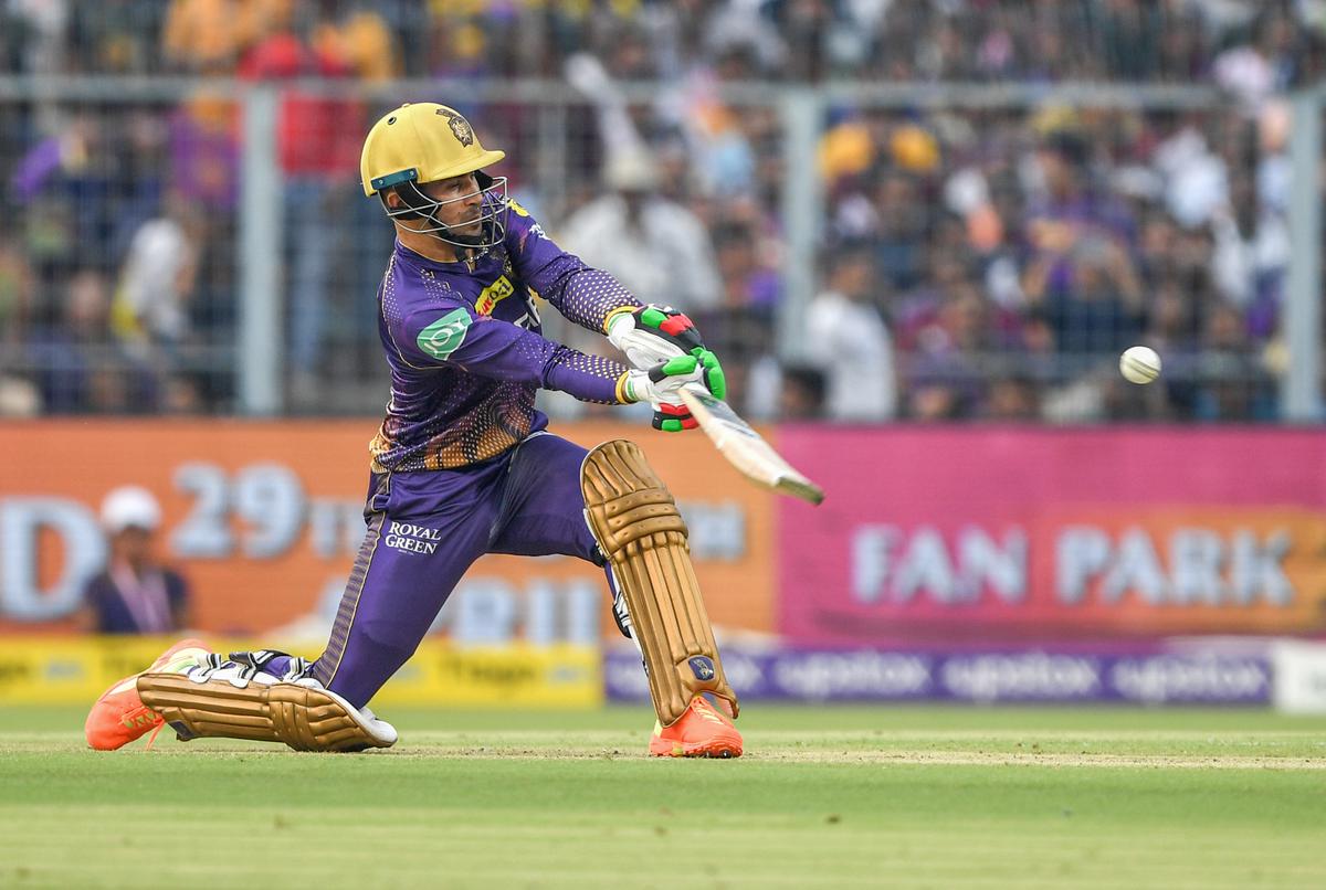 FILE PHOTO: KKR’s Rahmanullah Gurbaz plays a shot.