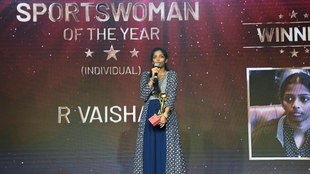 R Vaishali wins Sportswoman of the Year (Individual) at Sportstar Aces Awards 2024