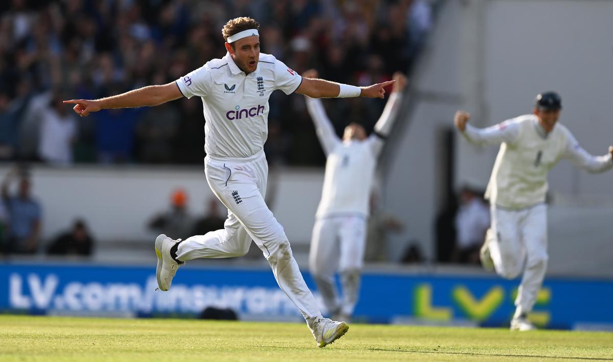 Memorable swansong: Stuart Broad grabbed Australia’s final two wickets on the last day of the fifth Test at the Kia Oval, bowing out with a staggering final tally of 604 wickets at 27.68 in a 167-Test career.