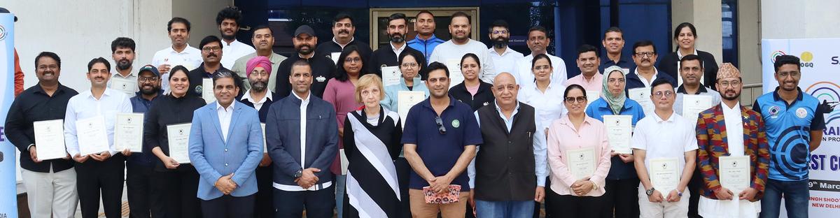 The participants and officials after the second EST course organised by NRAI in Delhi on Sunday.