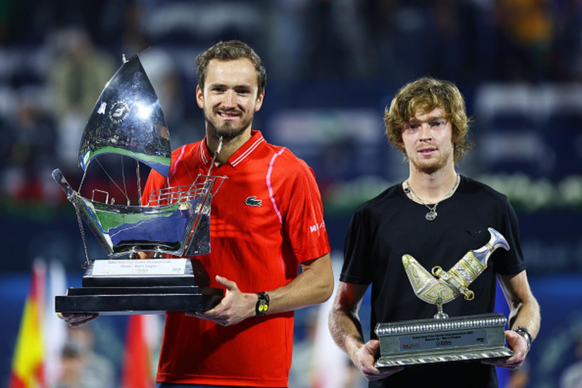 Daniil Medvedev beats Andrey Rublev in Dubai for hard-court hat-trick