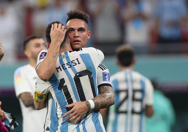 Messi with Lautaro Martinez