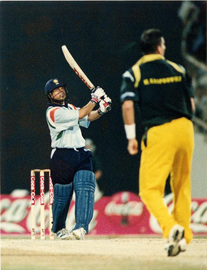 Sachin bludgeoned a star-studded Australian attack to score a breathtaking 134 in the Coca Cola Cup final in Sharjah on April 24, 1998. Two days prior, he had scored 143 against the same opposition to take India to the summit clash. 