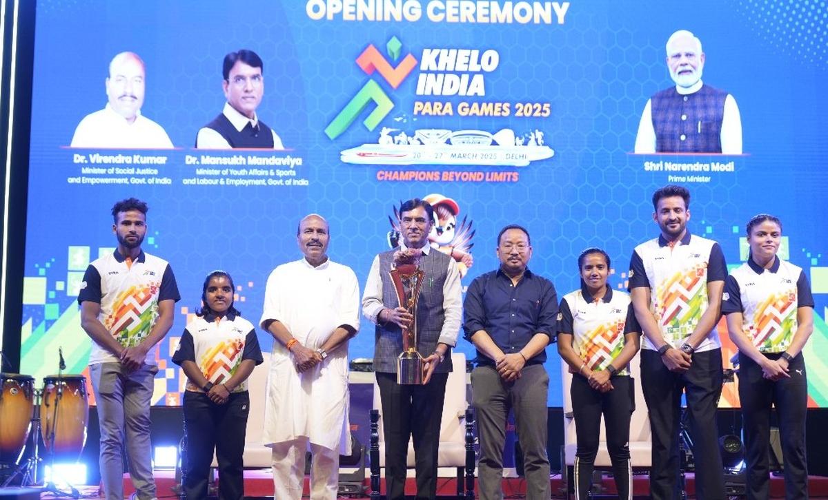 Sports Minister Mansukh Mandaviya declaring the second edition of the Khelo India Para Games open.