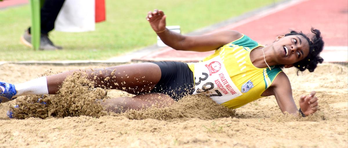 Janice Treesa Regi who won the under-20 women’s long jump gold. 