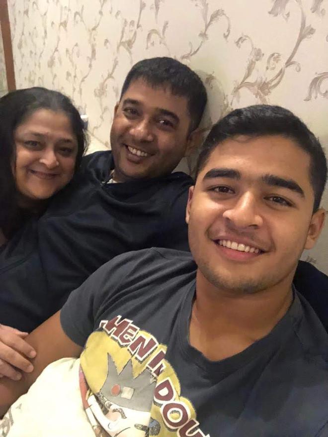 Riyan with his parents Parag Das and Mithoo Barooah. 