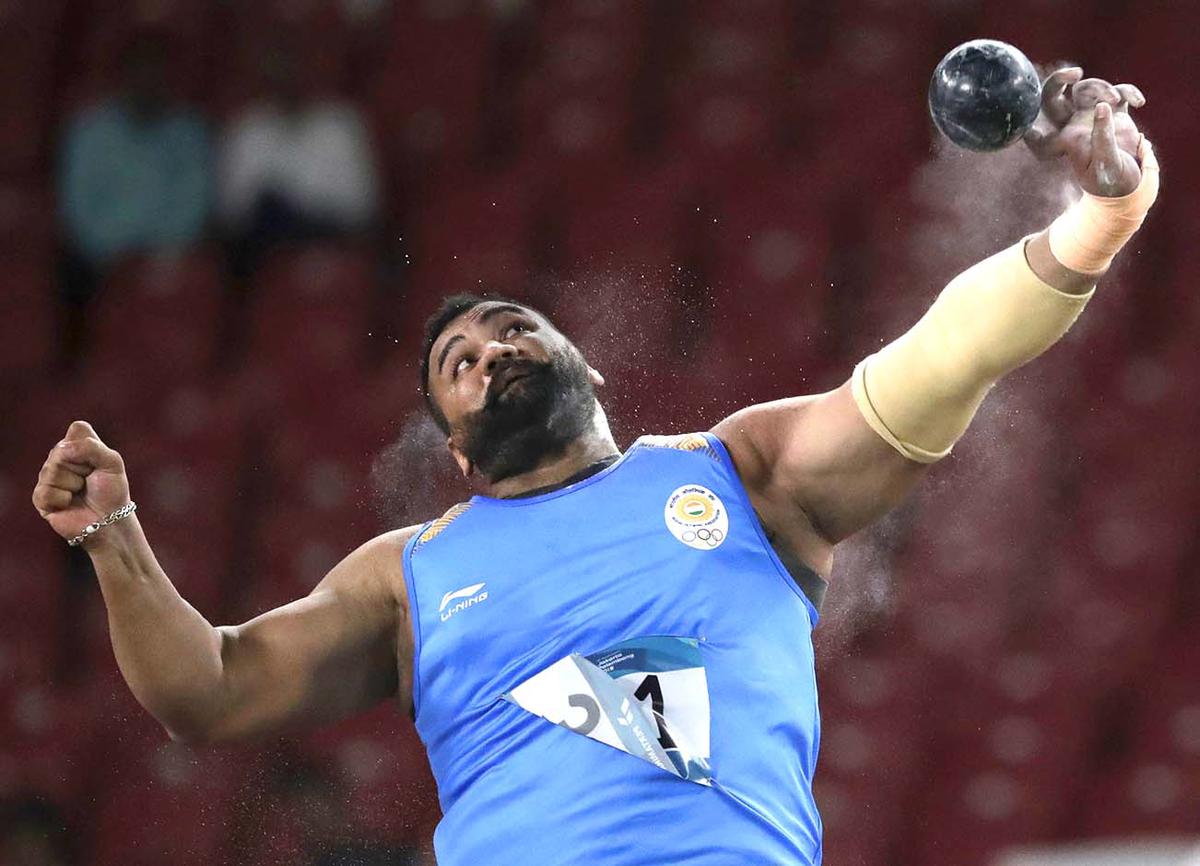 India’s Tajinderpal Singh Toor in action at the 18th Asian Games.