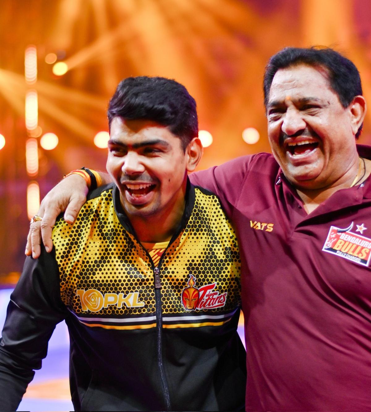 Bittersweet: Telugu Titans’ Pawan Sehrawat faced his former franchise, Bengaluru Bulls, helmed by Randhir Sehrawat, with whom the star raider shared a close bond.