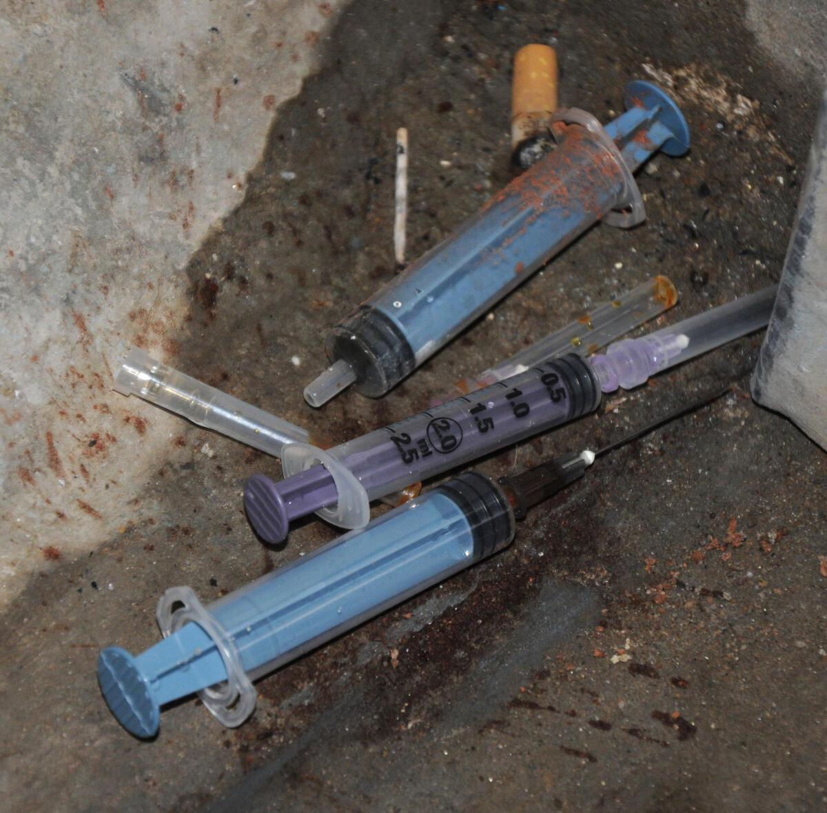 Athletes used Syringe found inside the Physically challanged toilets at Stadium during the State junior and Senior Championship at Sree Kanteerava Stadium in Bangalore on September 19, 2014. 