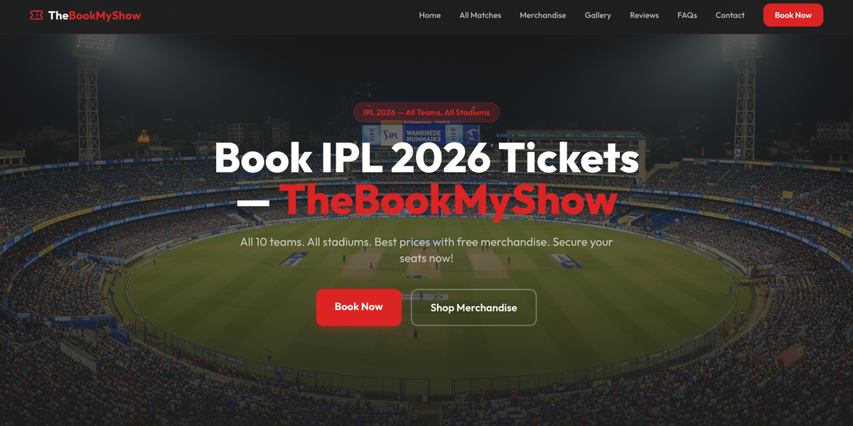 An unofficial domain page impersonating the site, Book My Show, to dupe users.