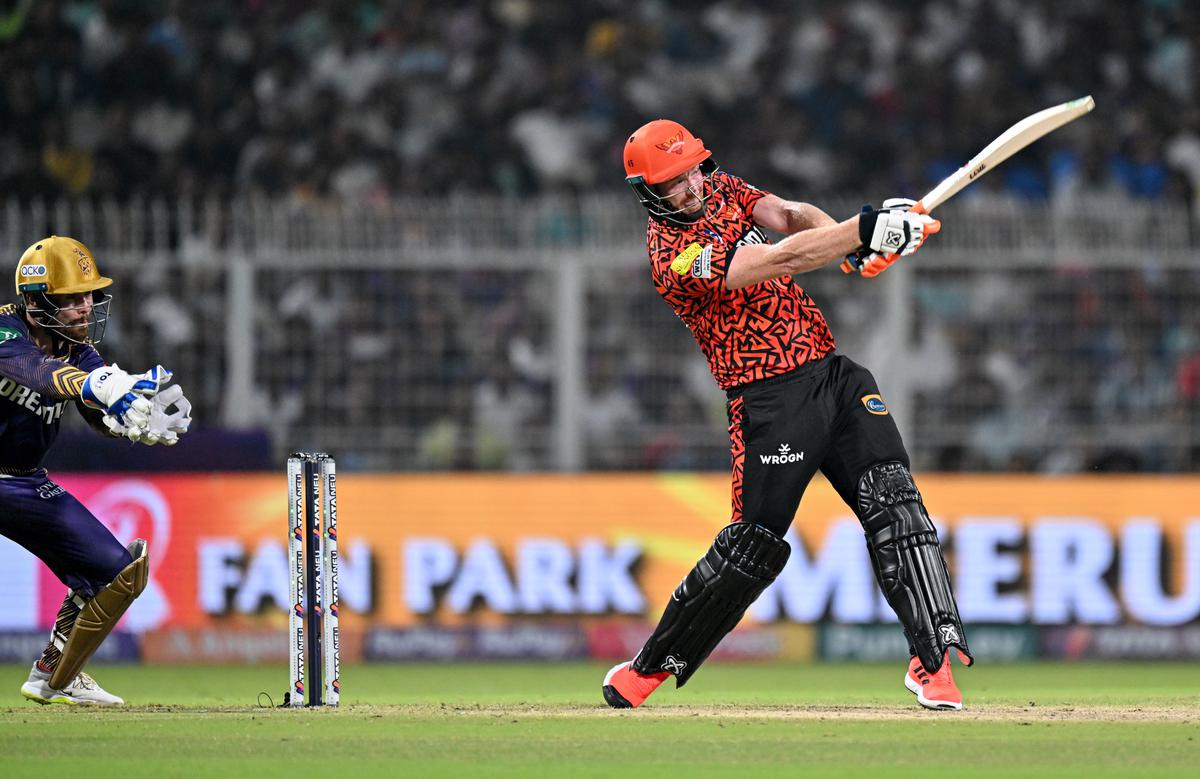Sunrisers Hyderabad’s Heinrich Klaasen plays a shot during the Indian Premier League (IPL) 2024 T20 cricket match between Kolkata Knight Riders and Sunrisers Hyderabad, at the Eden Gardens.