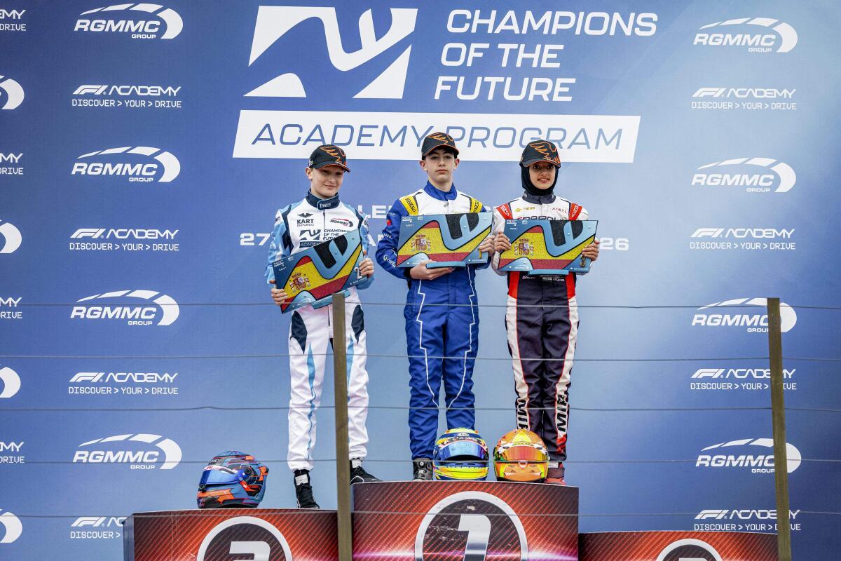 FILE PHOTO: Indian racer Atiqa Mir (extreme right on the podium.