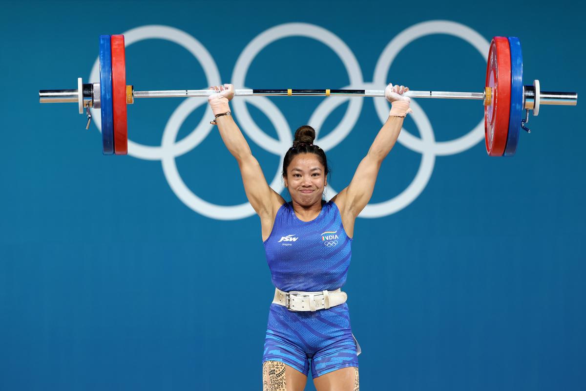 Small margins: Mirabai Chanu finished an agonising fourth in the women’s 49kg event in Paris. The Tokyo 2020 silver medallist ended her attempts just one kilogram short of bronze medallist Surodchana Khambao of Thailand.