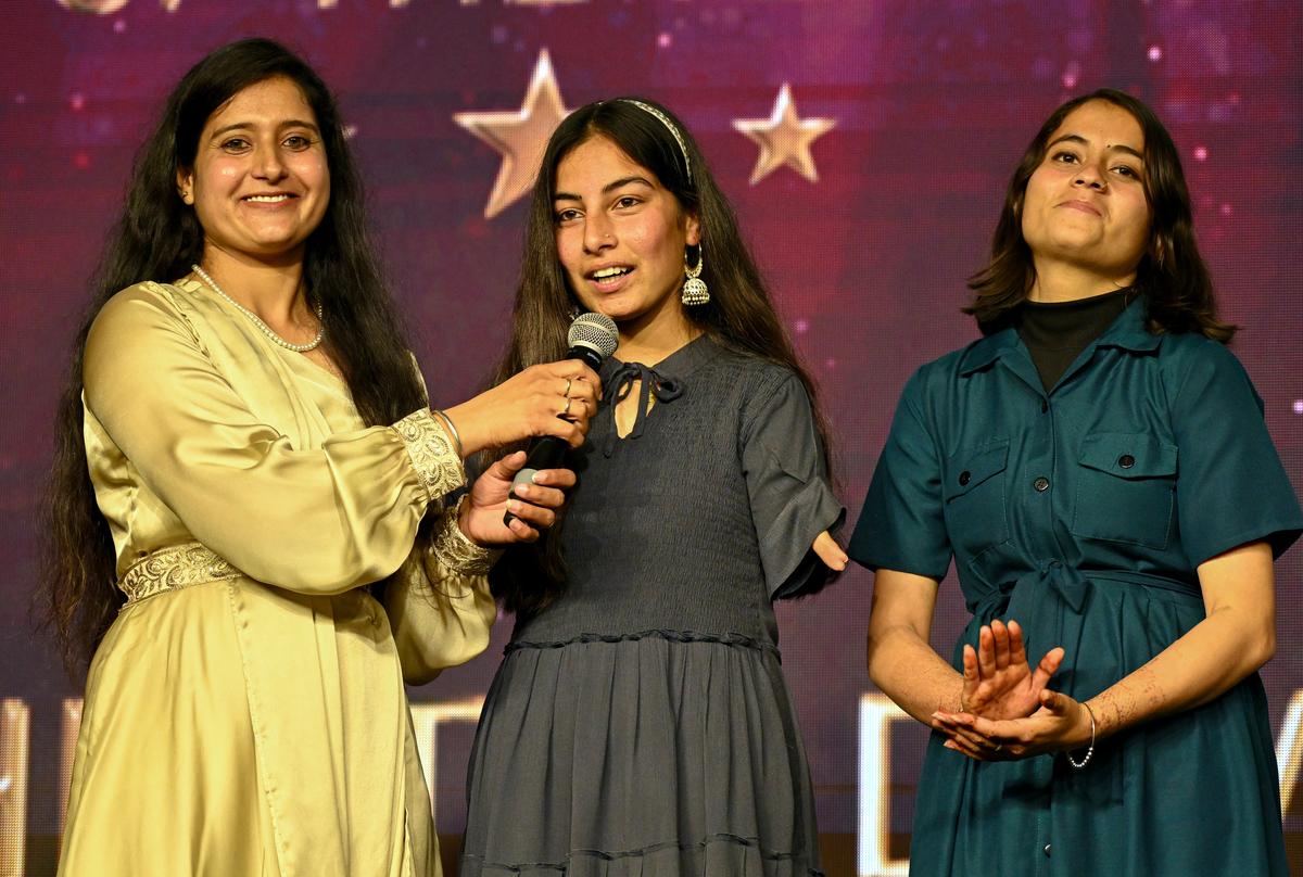Sheetal Devi speaks after being facilitated at the Sportstar ACES Awards 2024 in Mumbai.