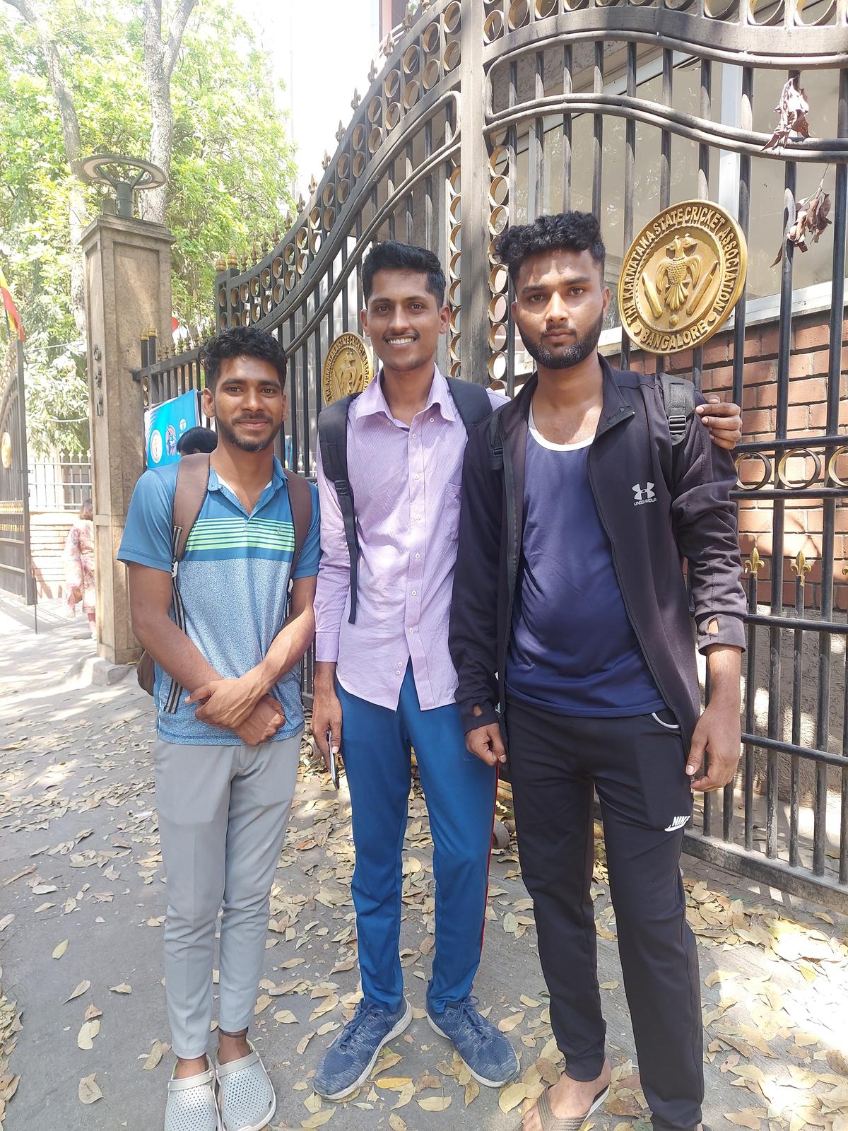Sandesh Gautam, Zameer Mozam and Pawan Shivaji Panchal -- fans who travelled from Bidar.