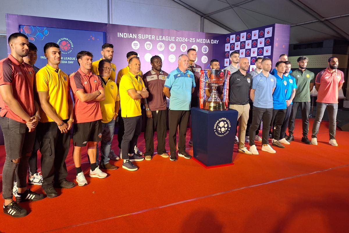 The coaches of some of the ISL teams in Kochi on Thursday during the ISL Media Day.