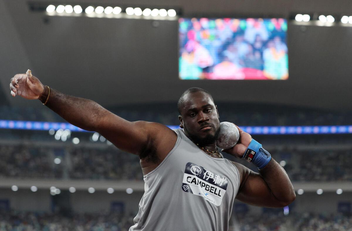 Rajindra Campbell shocked the field by taking top honours in men’s shot put.