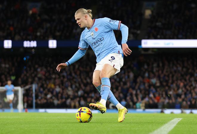 Manchester City goal machine Haaland poses a challenge to Mbappe. 