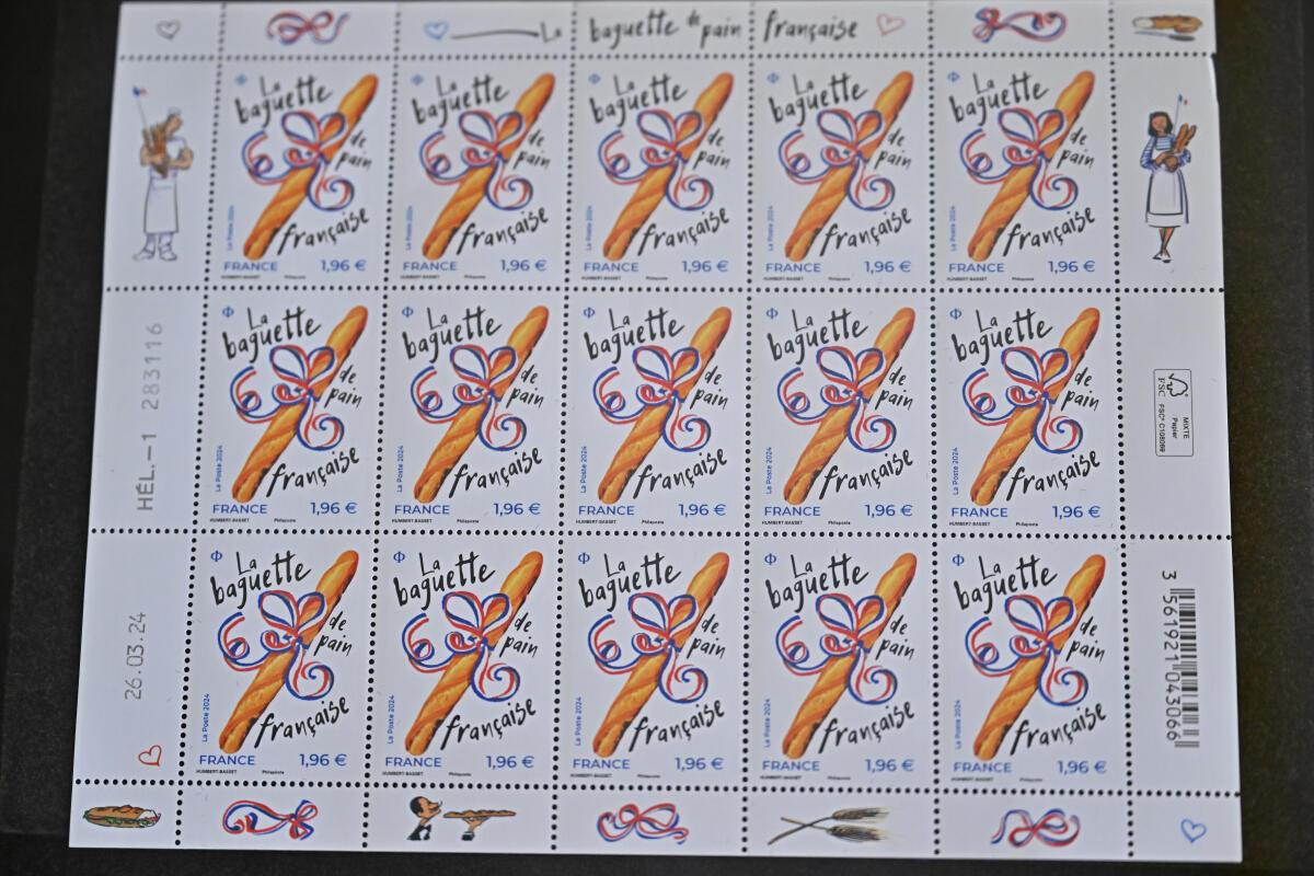 Special stamps inside the post office during the media visit of Paris 2024 Olympic and Paralympic village. 