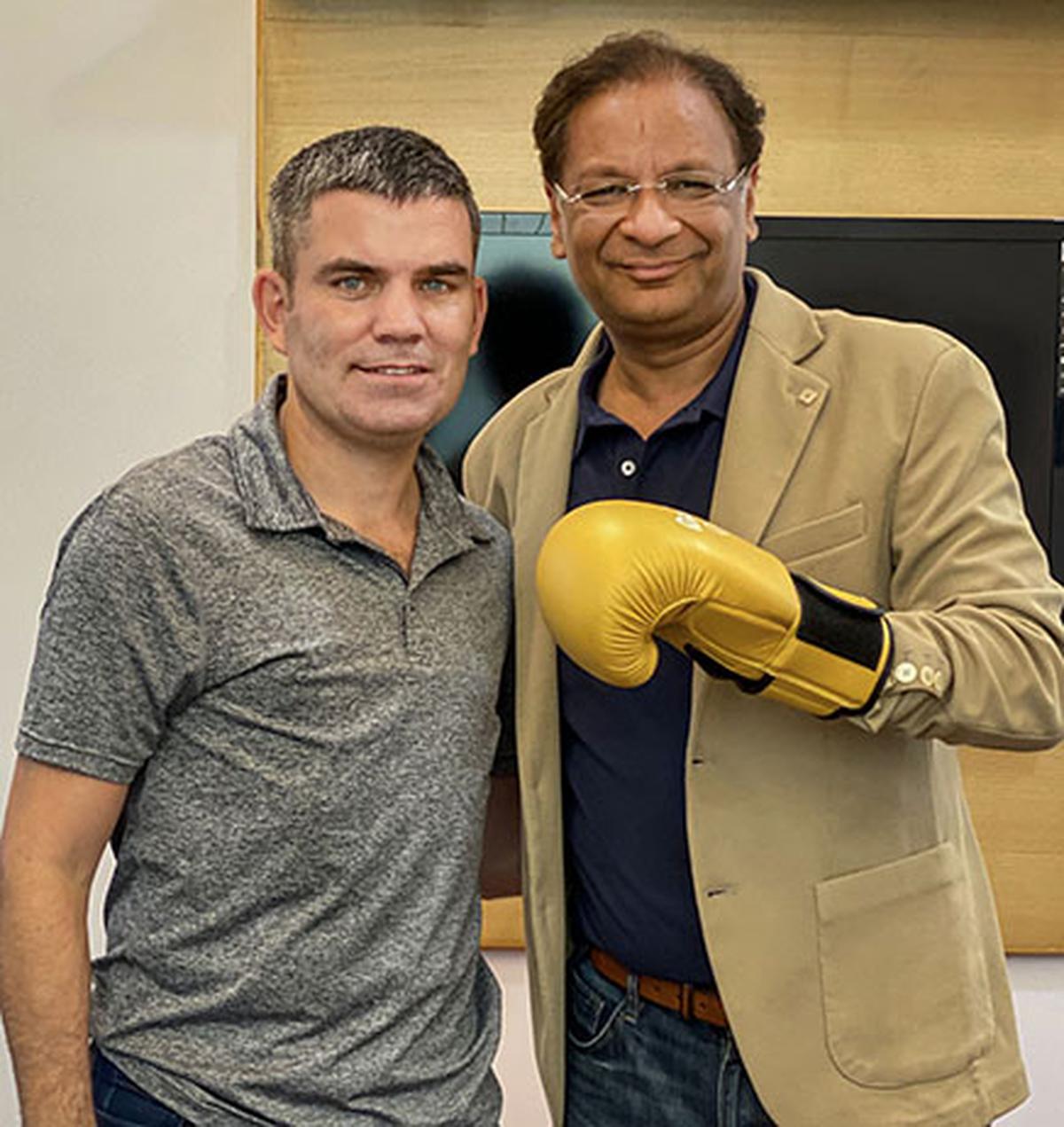 FILE PHOTO: Boxing Federation of India (BFI) President Ajay Singh with Irish former professional boxer and High Performance Director Bernard Dunne.