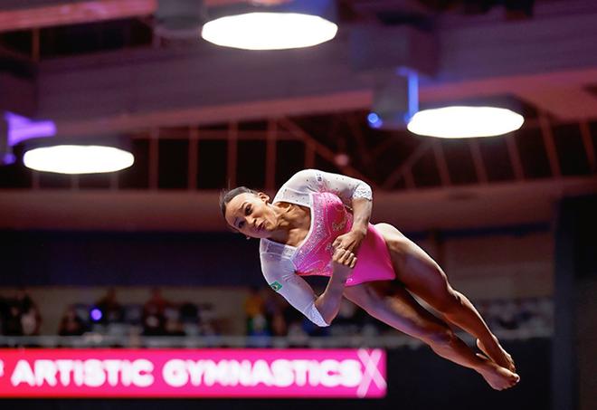 Brazil’s Rebeca Andrade in action.