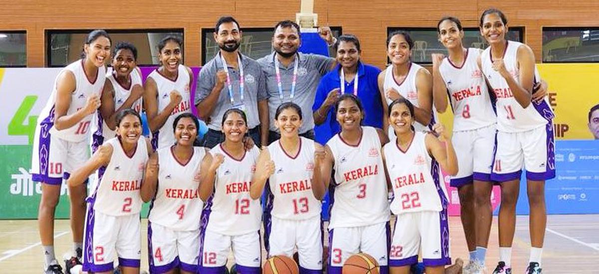 Kerala, the women’s basketball champion, at the National Games in Margao on Saturday.