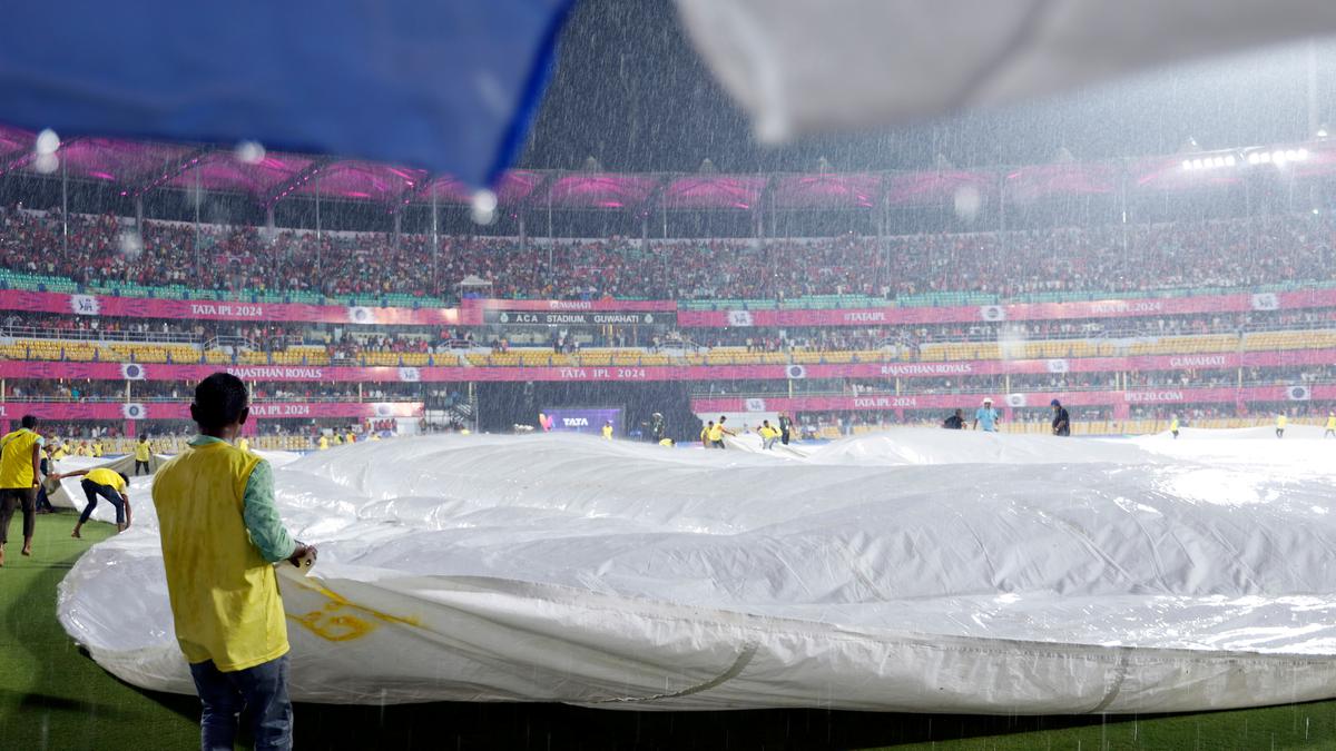 RR vs KKR IPL 2024, Guwahati weather forecast live updates: Heavy rain returns; covers back on; Toss delayed in Rajasthan Royals vs Kolkata Knight Riders