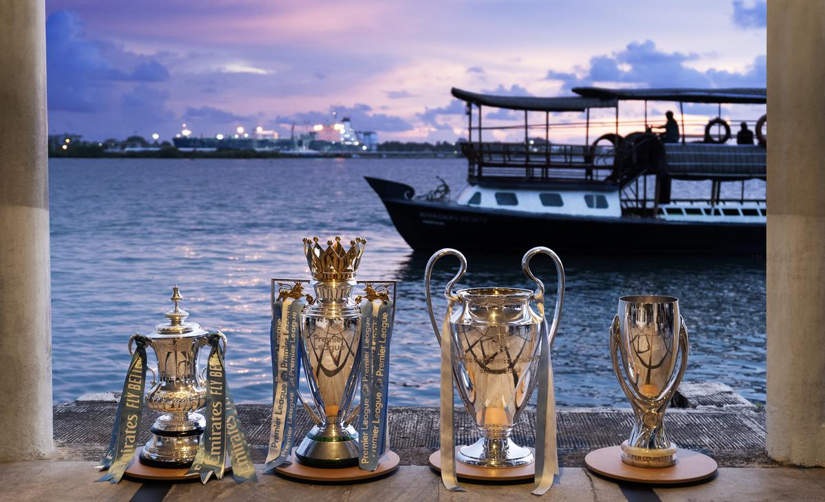 Manchester City’s trophies, including the treble, on display as the Premier League club completes a trophy tour in Kochi.
