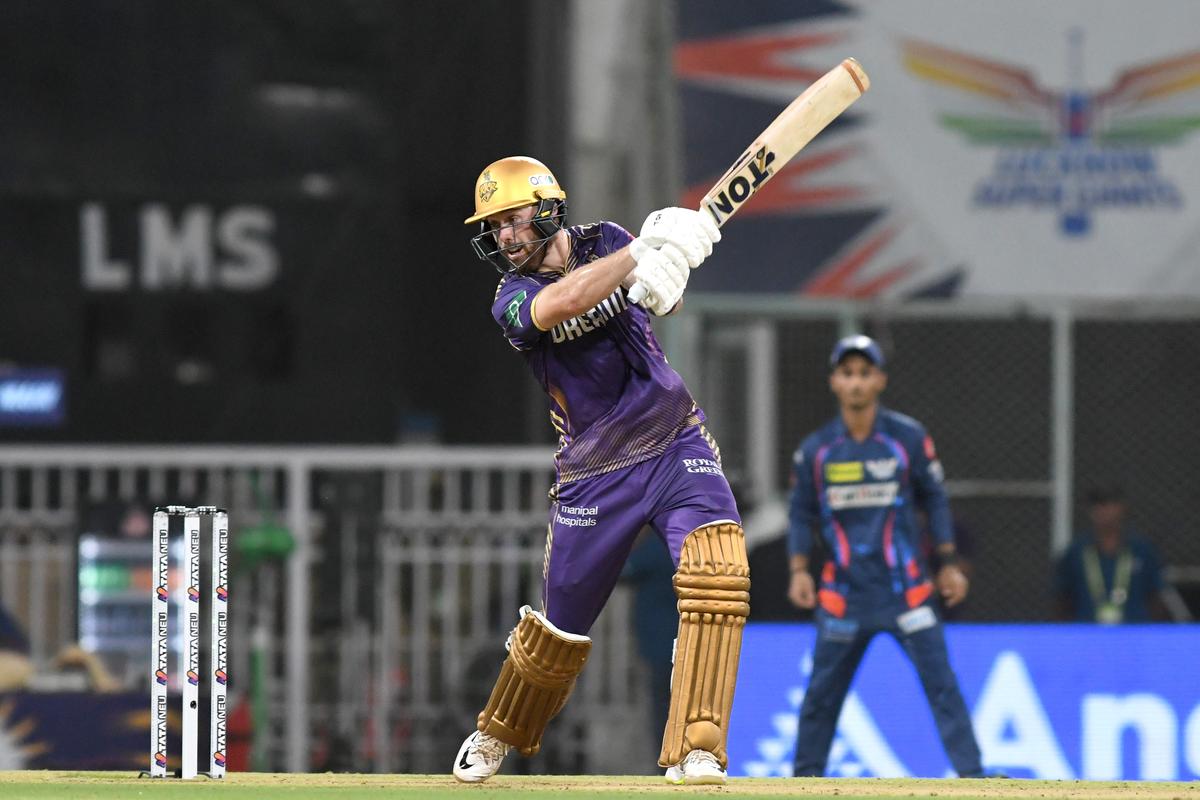 Phil Salt plays a shot against Lucknow Super Giants.