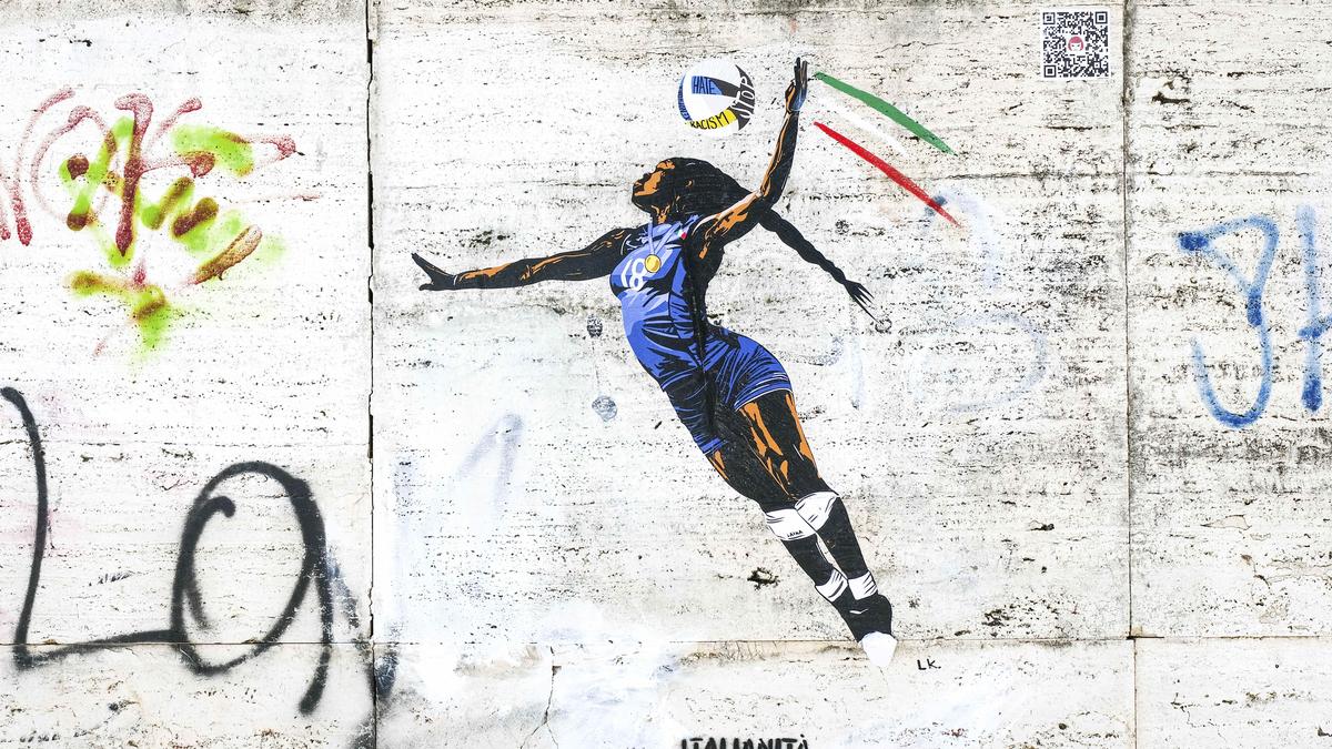 Italian volleyball player Paola Egonu’s graffiti vandalized after winning Paris 2024 Olympics gold