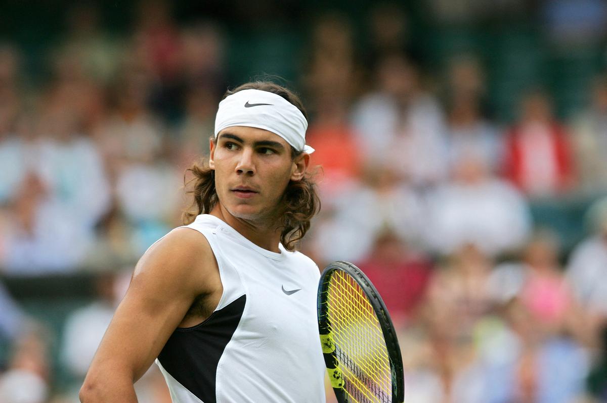 Nadal in action against USA’s Robert Kendrick during Wimbledon Tennis Championships on June 29, 2006. 