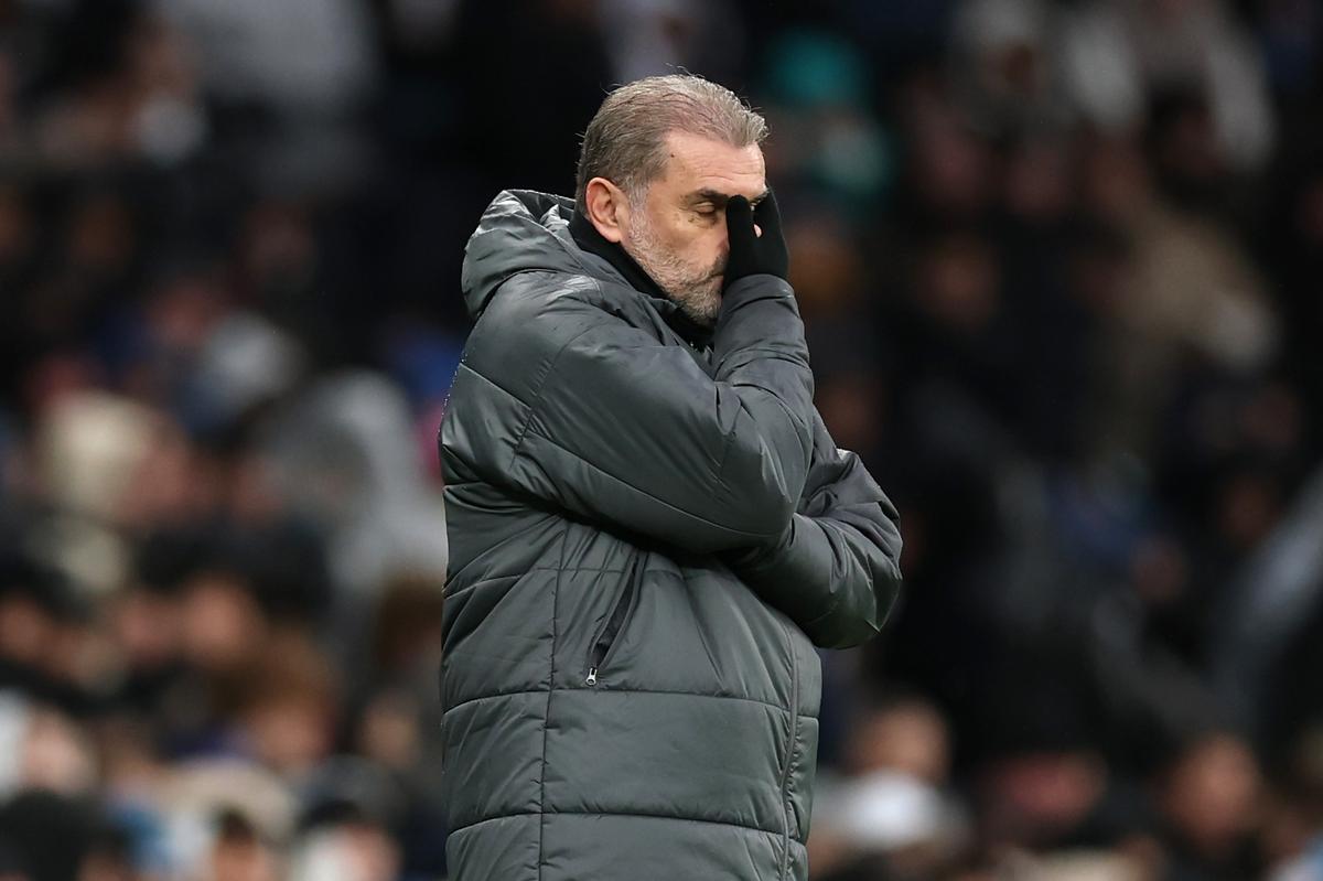 Tottenham Hotspur, reacts during the Premier League match between Tottenham Hotspur FC and Leicester City FC at Tottenham Hotspur Stadium on January 26, 2025 in London, England.