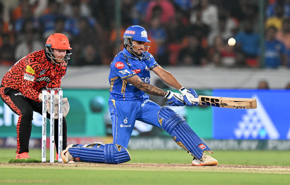 Mumbai Indians’ Tilak Varma plays a reverse shot during the Indian Premier League (IPL) Twenty20 cricket match between Sunrisers Hyderabad and Mumbai Indians. 