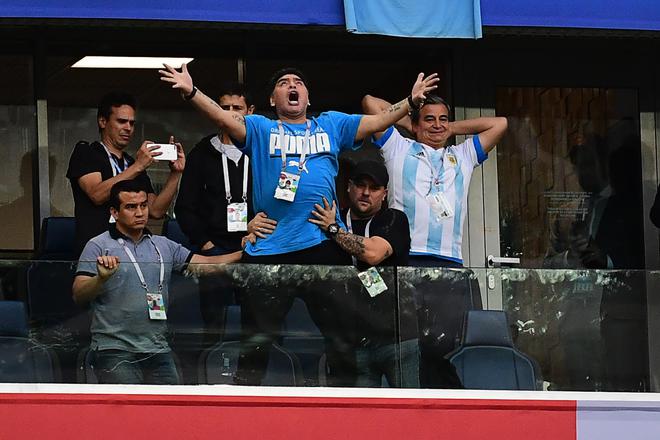 Diego Maradona was as entertaining in the stands as he was on the field.