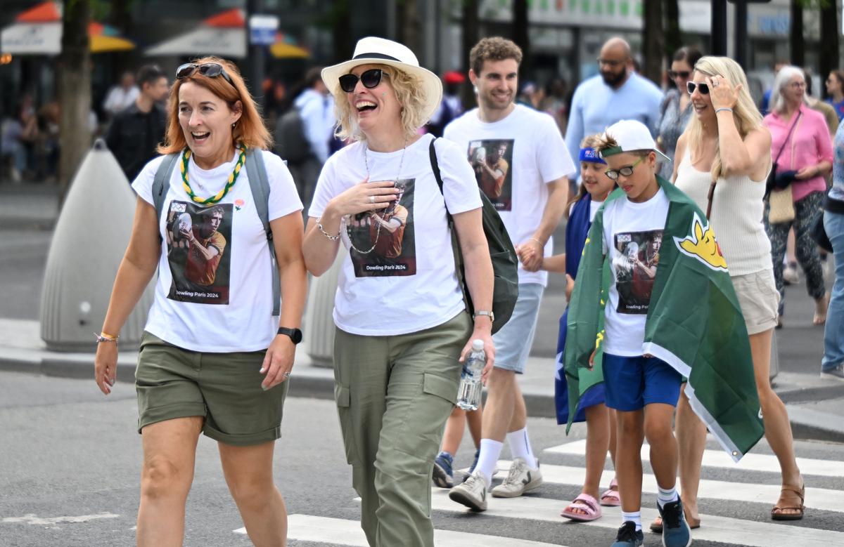 Spectators pour in to watch a rugby sevens match on Wednesday, July 24.