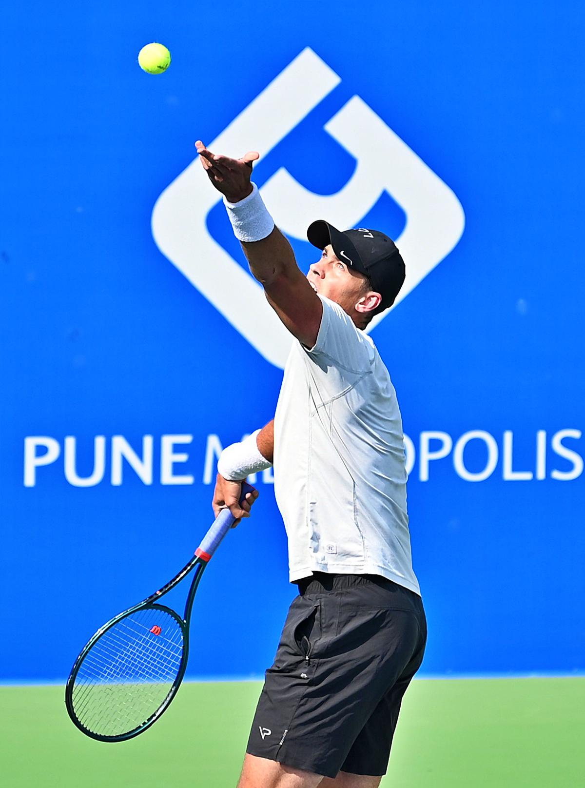 Former world No.25 Vasek Pospisil in action in the Maha Open
Challenger tennis tournament in Pune on Sunday 