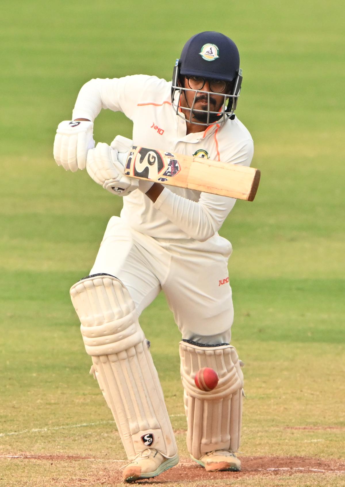 NAGPUR, 10/02/2025. Vidharbha batsman Yash Rathod plays a shot during his unbeaten half century knock on the third day of the Ranji Trophy Cricket Match against Tamil Nadu at Nagpur on February 10, 2025..  Photo R V Moorthy / The Hindu