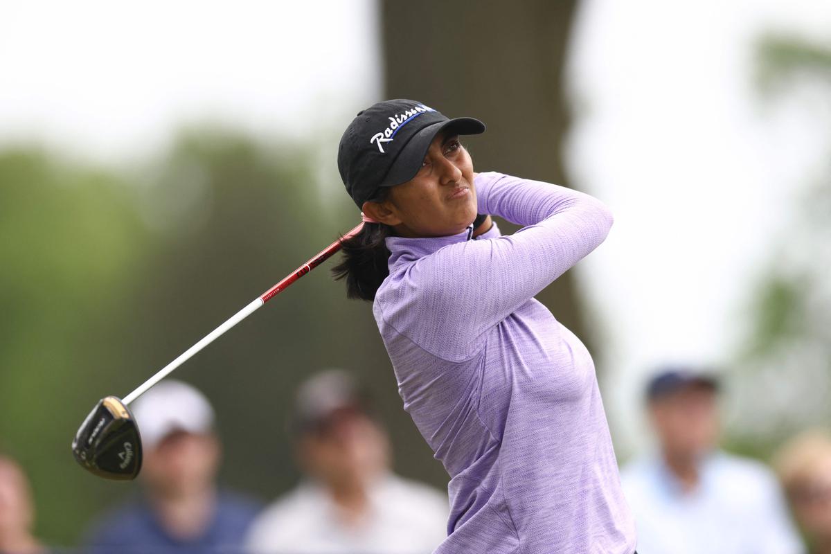 FILE PHOTO: Aditi Ashok of India in action. 