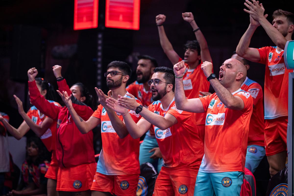 Ahmedabad SG Pipers team during the match of the Ultimate Table Tennis 2024 played between Goa Challengers.