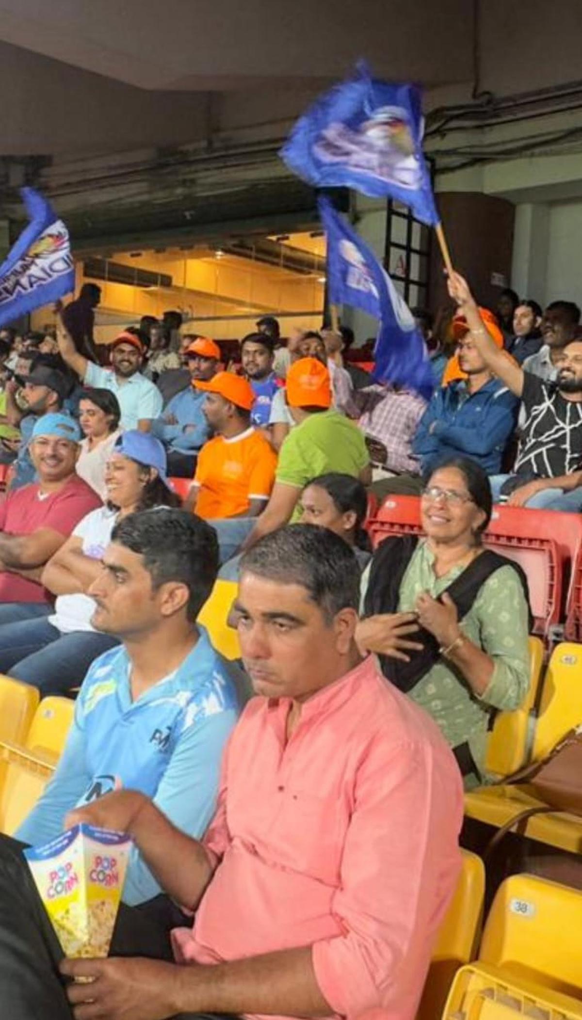 Elsamma, Anumol and a few family members were at the M. Chinnaswamy Stadium when Mumbai Indians and Delhi Capitals kicked off season two of the WPL.