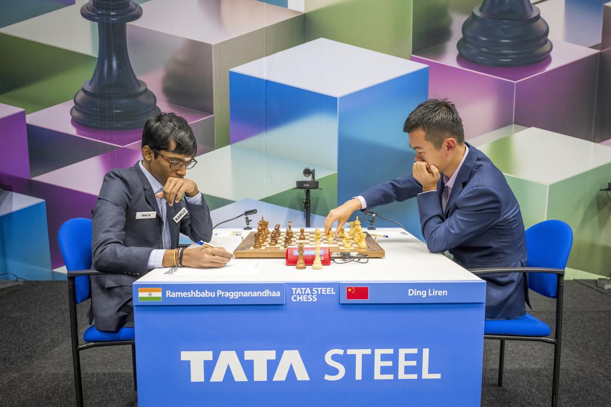 Rock steady: Praggnanandhaa was the epitome of consistency. He defeated the two Chinese World Champions, Ding Liren (in pic) and Ju Wenjun, drew against the rest, and marginally raised his rating by four points.