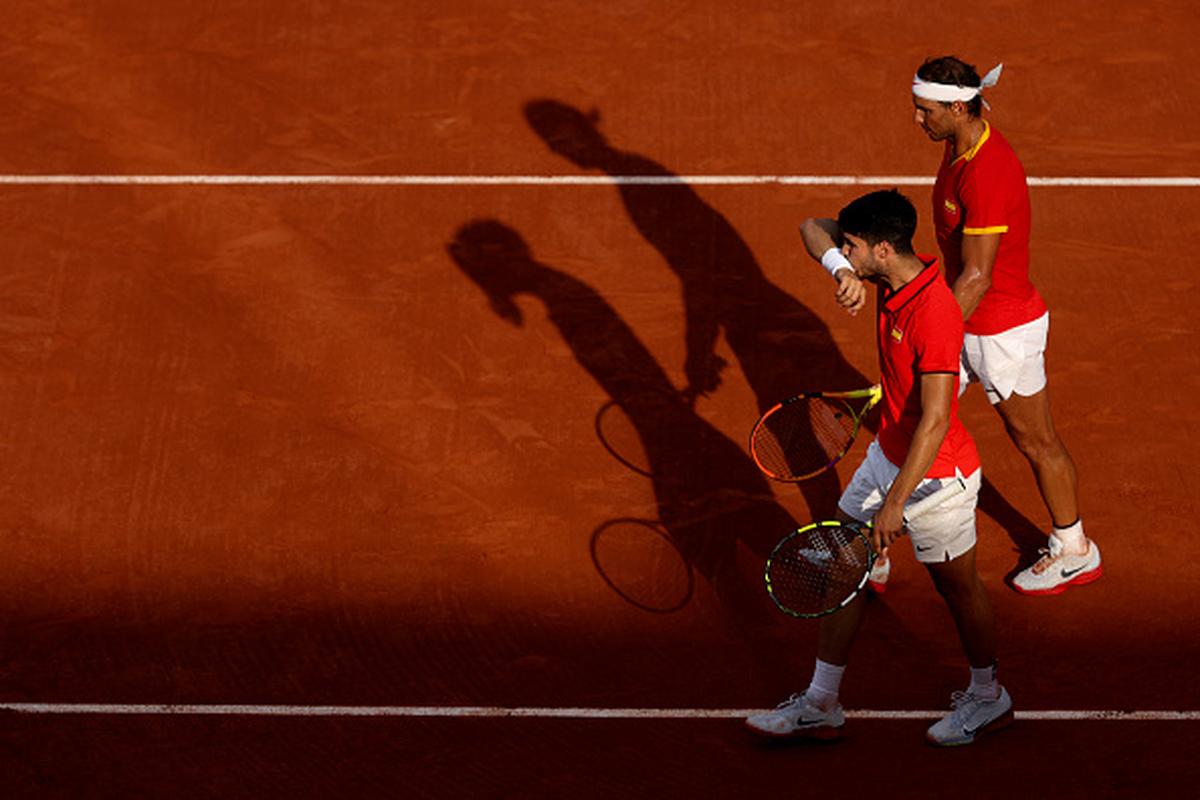 Spain’s Carlos Alcaraz (front) and partner Rafael Nadal (back) bowed out of Paris Olympics after loss in the quarterfinals of men’s doubles at Roland Garros.