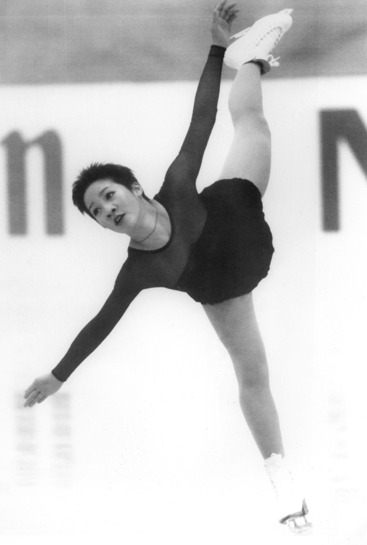 Michelle Kwan, world skating champion of the United States, in action.