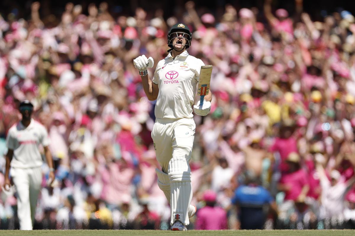 Beau Webster of Australia celebrates hitting the winning runs during day three of the Fifth Men’s Test Match in the series between Australia and India at Sydney Cricket Ground.